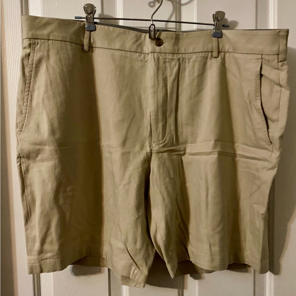 Walter Hagen Men's Performance 11  Tan Linen Flat Front Shorts